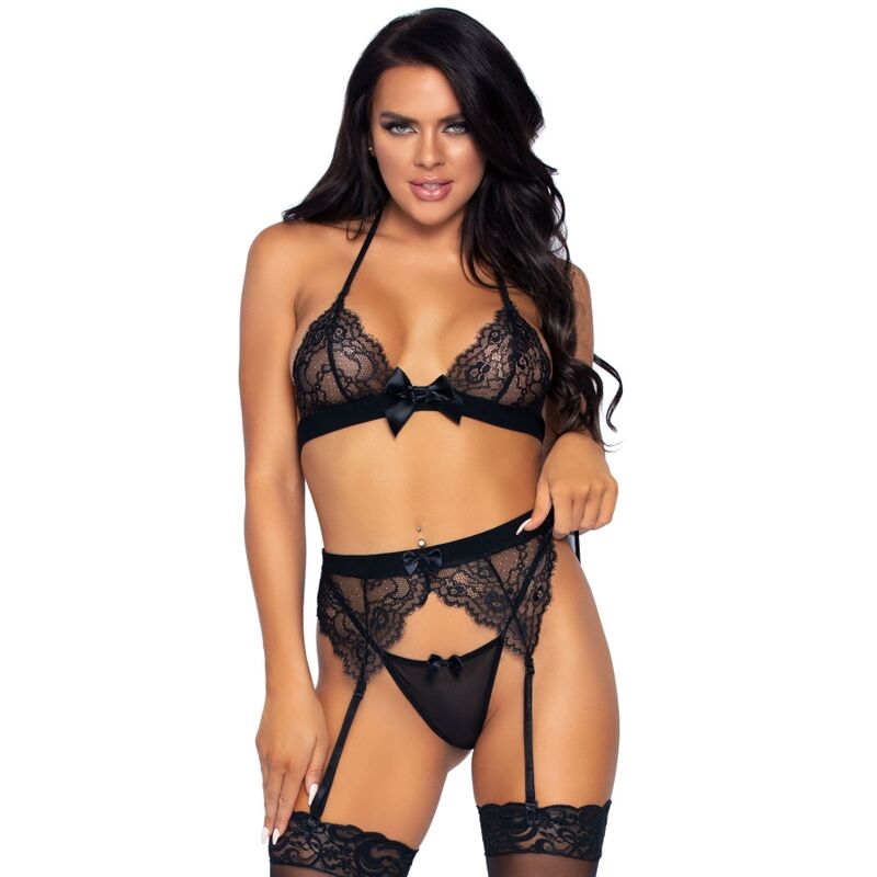 leg avenue dreiteiliges set, top, strumpfgÜrtel und g string l