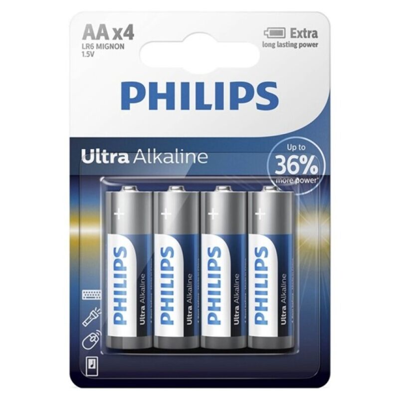 philips ultra alkalibatterie aa lr6 4 einheit