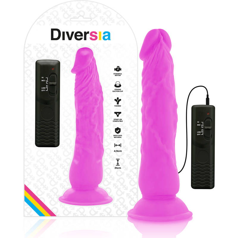diversia flexibler vibrierender dildo lila 21 cm o 4.9 cm