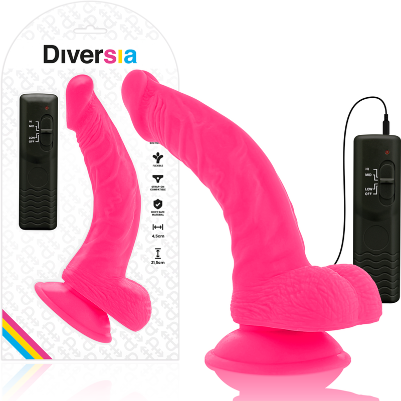 diversia flexibler vibrierender dildo rosa 21.5 cm o 4.5 cm