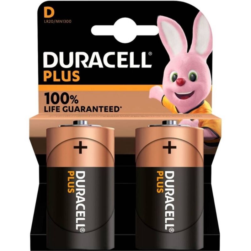 duracell plus power 100 alkaline batterie d lr20 2 einheiten