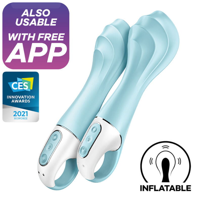 satisfyer air pump vibrator 5+ aufblasbare g spot vibrator app blau
