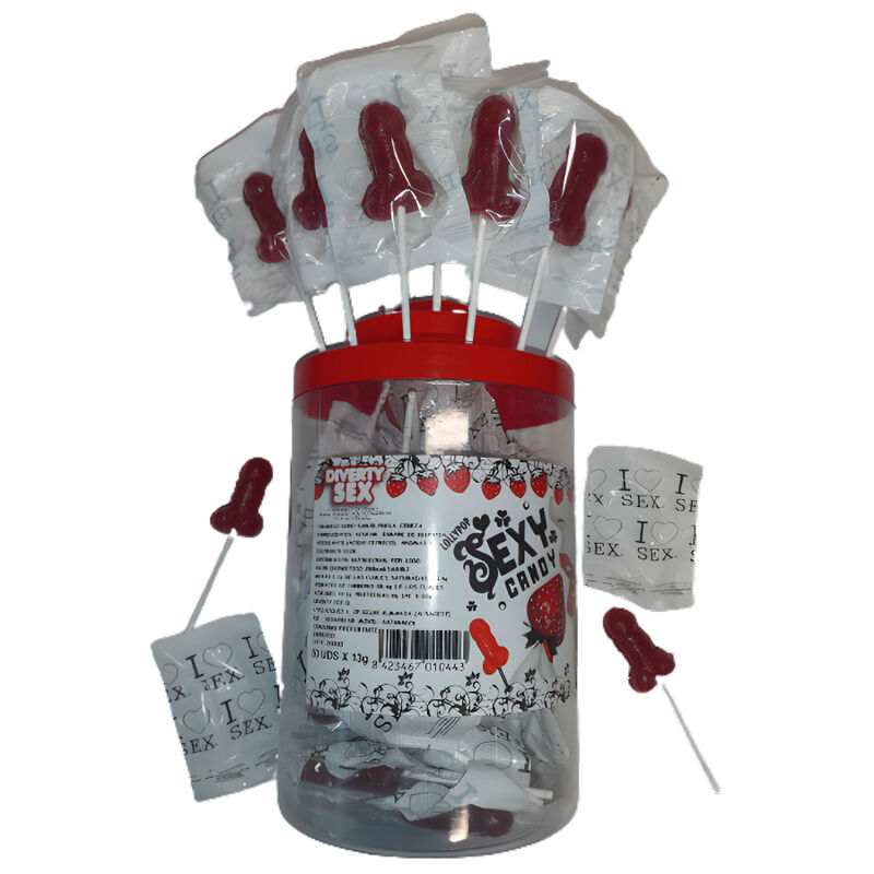 diablo picante 50 penis lutscher mit erdbeer und kirschbonbons 50 einheiten