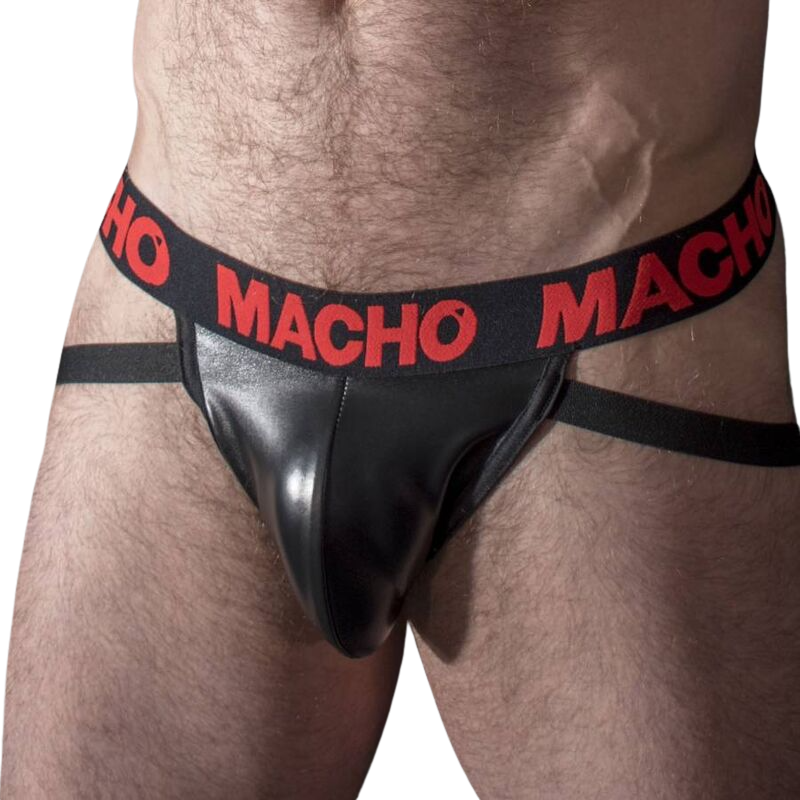 MACHO MX25RC Jockstrap aus rotem Kunstleder · Größe: L