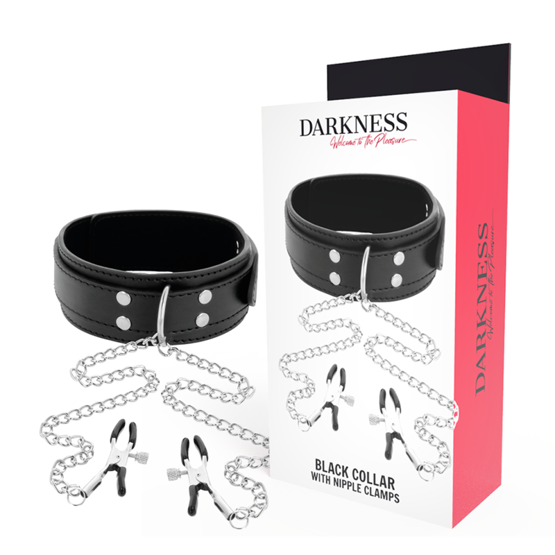 darkness halsband mit nippelklammern schwarz