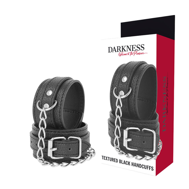 darkness handschellen aus schwarzem strukturiertem leder