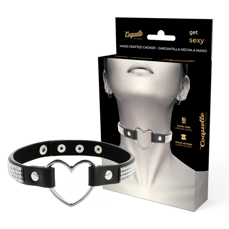 coquette chic desire veganes leder halsband mit herz