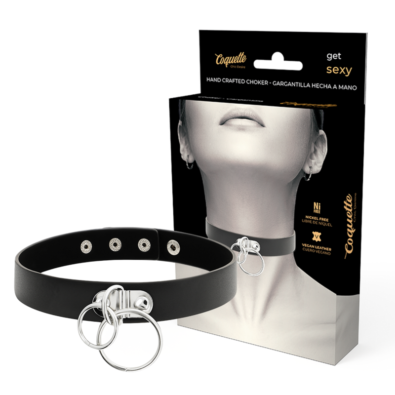 coquette chic desire doppelring halsband aus veganem leder
