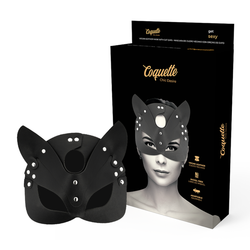 coquette chic desire vegane ledermaske mit katzenohren