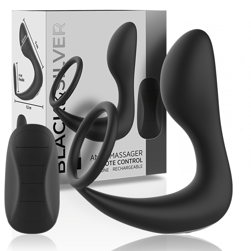 blacksilver analmassager mit fernbedienung, wiederaufladbares silikon schwarz