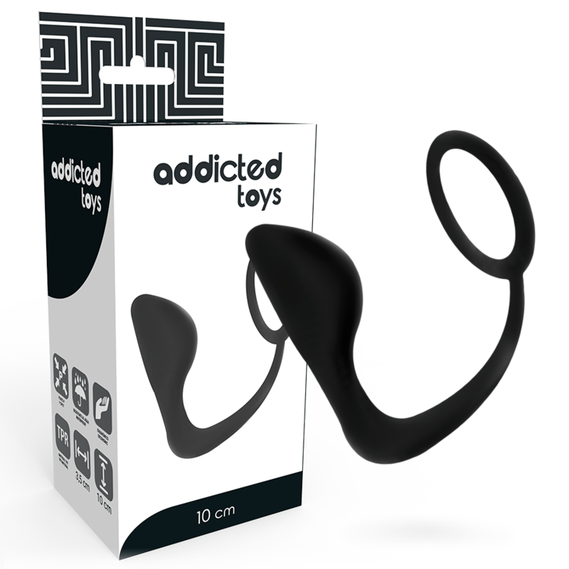 addicted toys analplug mit schwarzem penisring