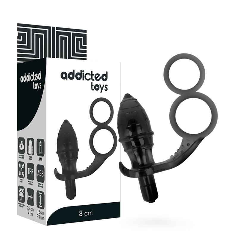 addicted toys analplug mit doppeltem schwarzen ring