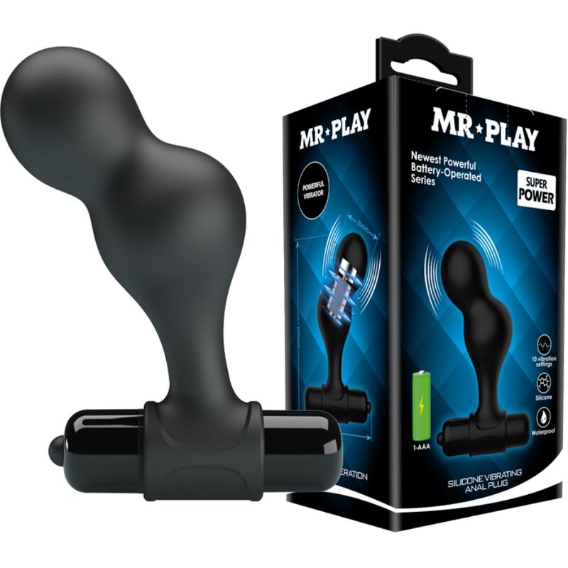 mr play schwarzer silikon vibrator analstecker