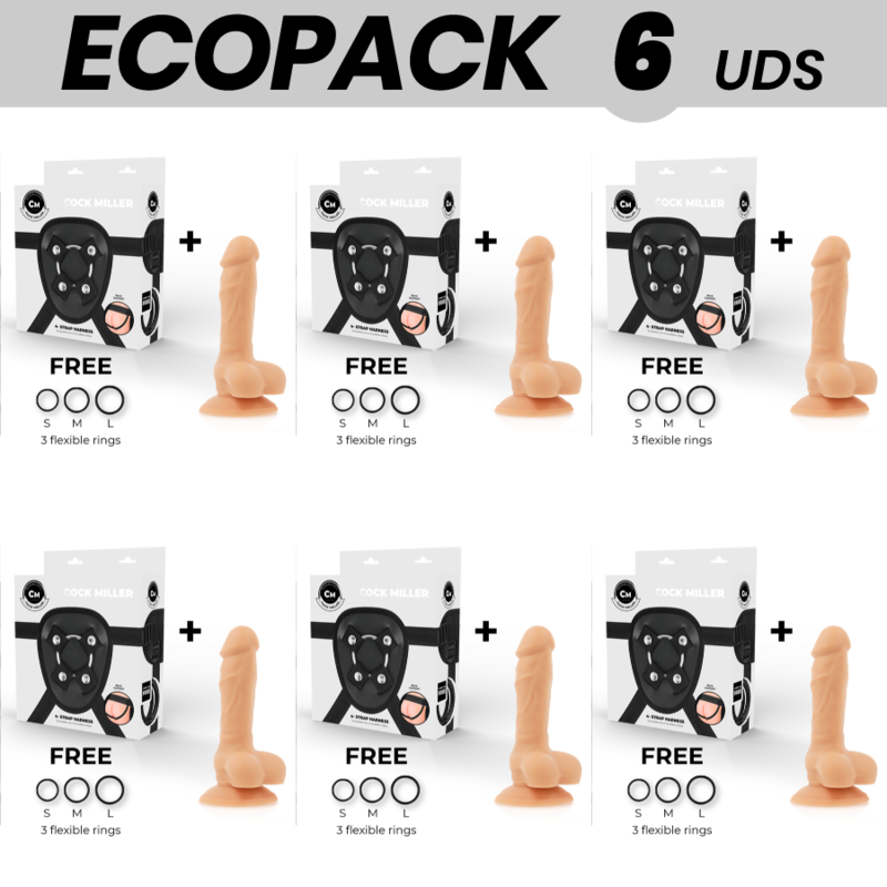 ecopack 6 einheiten cock miller harness + dildo silikon dichte artikulierbares cocksil 13 cm