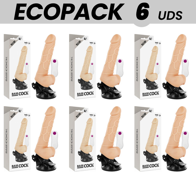 ecopack 6 einheiten basecock realistischer vibrator mit fernbedienung natÜrlich mit hoden 19.5 cm o 4 cm