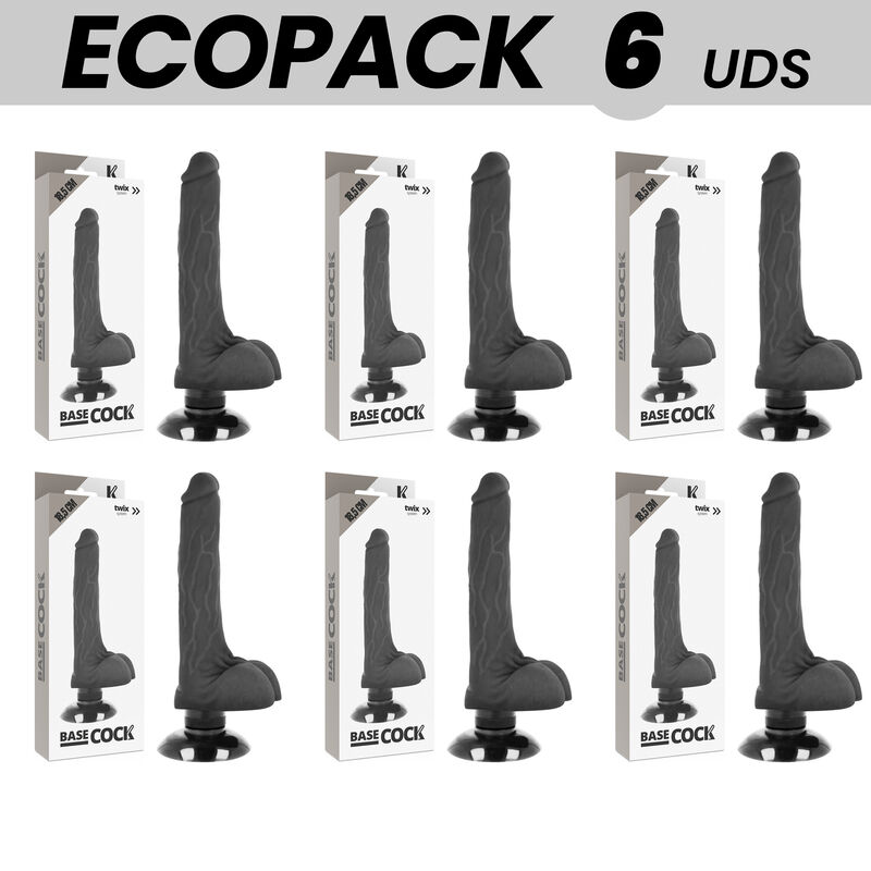 ecopack 6 einheiten basecock realistischer vibrator 2 1 schwarz 18.5 cm o 4 cm