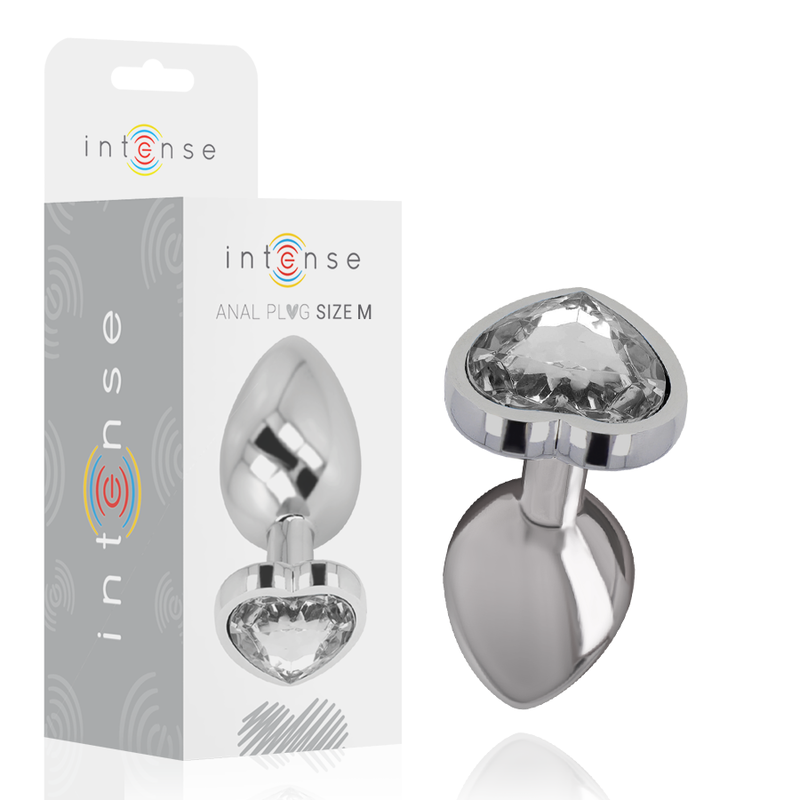 intense aluminium metall anal stecker, weisses herz, grÖsse m