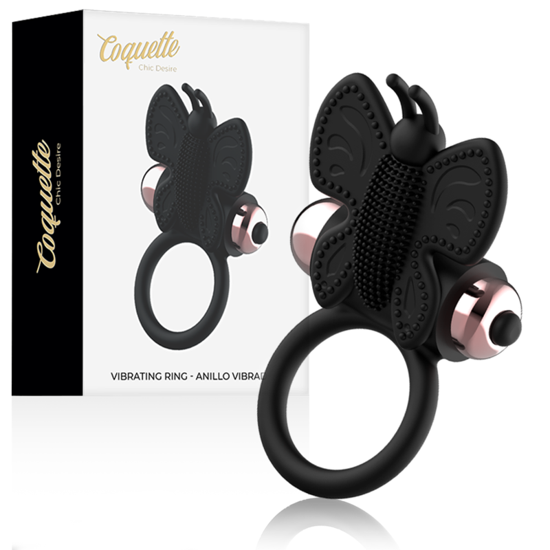 coquette chic desire cockring schmetterling mit vibrator schwarz/ gold