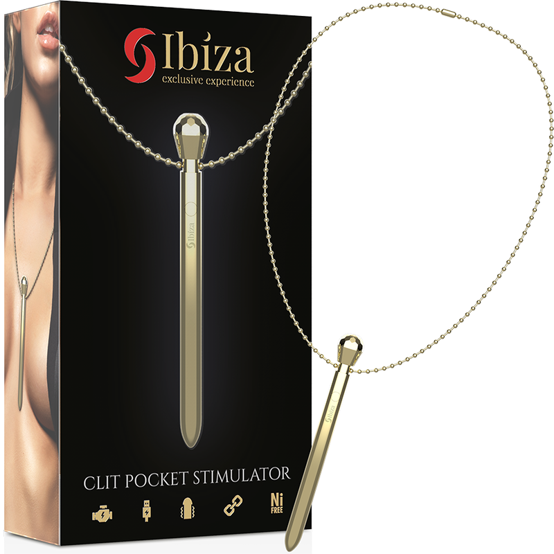 ibiza clit pocket stimulator halskette usb ladegert 12 vibrationsmodi golden 12,2 x 1,5