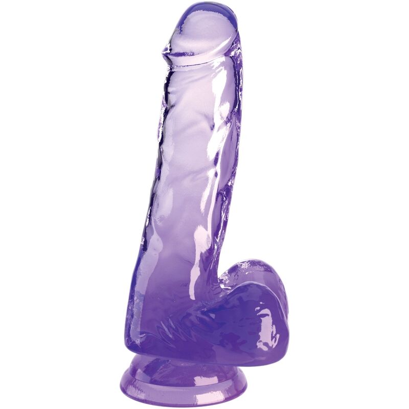 king cock clear realistischer penis mit kugeln 13.5 cm lila