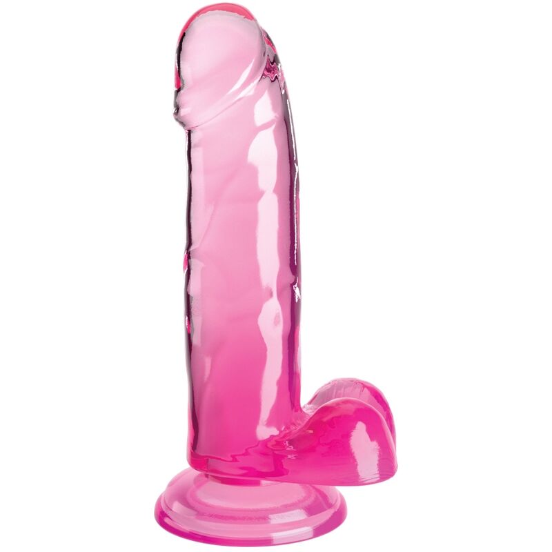 king cock clear realistischer penis mit kugeln 15.2 cm rosa