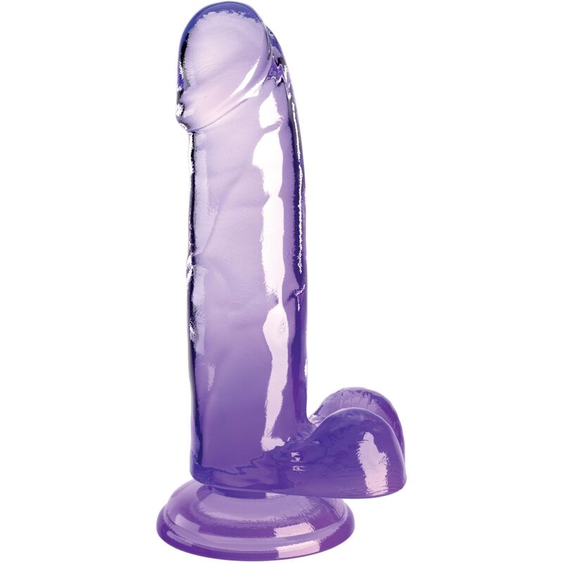 king cock clear realistischer penis mit kugeln 15.2 cm lila