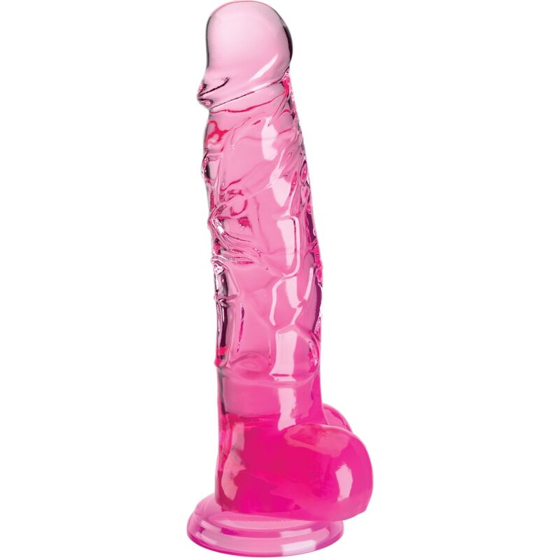 king cock clear realistischer penis mit kugeln 16.5 cm rosa