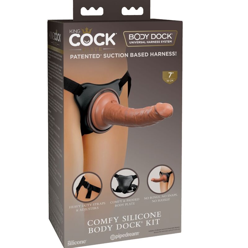 strap on dildo set 17,8 cm mit verstellbarem harness aus silikon – king cock
