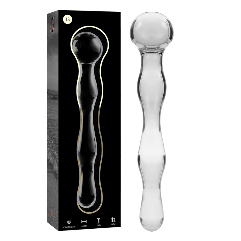 nebula series by ibiza modell 13 dildo borosilikatglas klar 18 cm o 3.5 cm