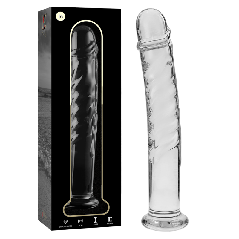 nebula series by ibiza modell 16 dildo borosilikatglas klar 18.5 cm o 3 cm