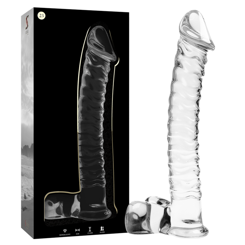 nebula series by ibiza modell 23 dildo borosilikatglas klar 21.5 cm o 4 cm