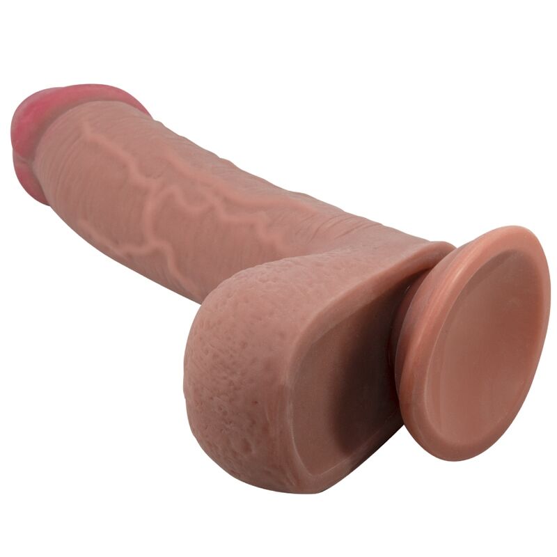 pretty love realistischer dildo der sliding skin serie mit sliding skin saugnapf braun 23,4 cm