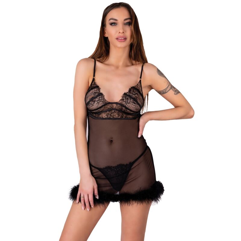 livco corsetti fashion zerunam set babydoll + schwarzer tanga