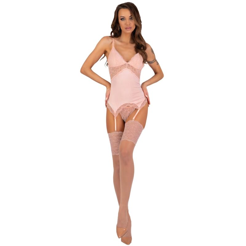 livco corsetti fashion persinne peach set korset + hÖschen + strÜmpfe