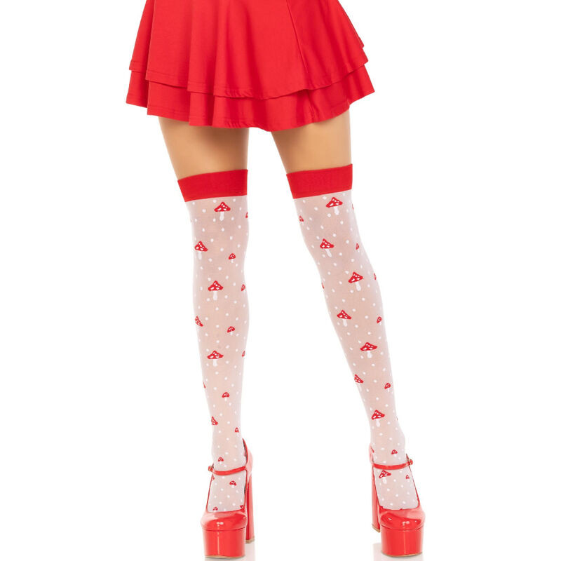 leg avenue pilz hohe socken rot/weiss