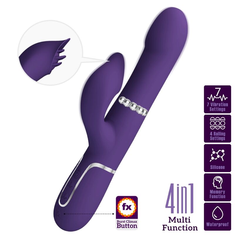pretty love zalin rabbit vibrator perlen 4 in 1 lila