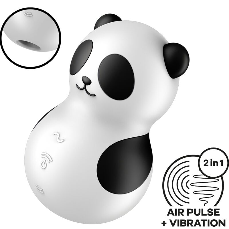 satisfyer pocket panda stimulator vibrator schwarz weiss