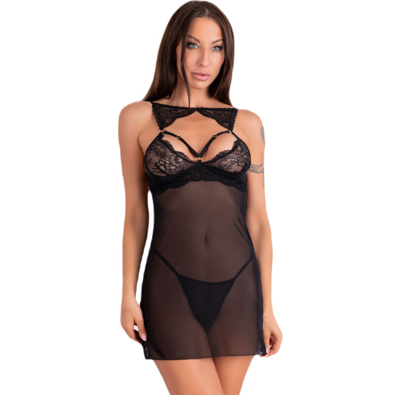 livco corsetti fashion krolina lc 90734 chemise + tanga schwarz s/m