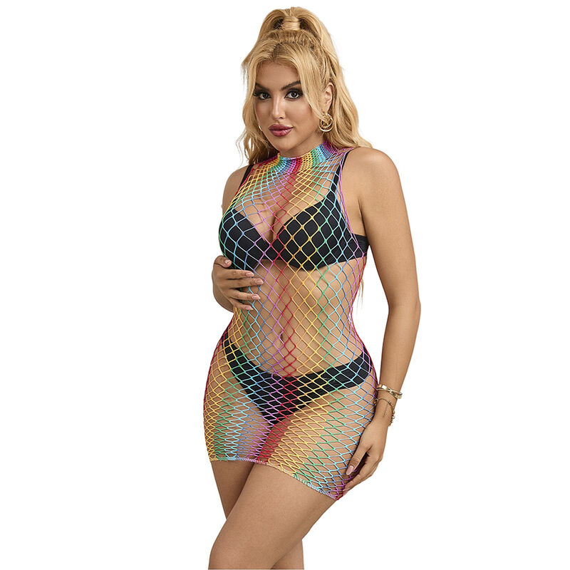 subblime 952433 rainbow hoher kragen rmelloser netz kleid eine grÖsse