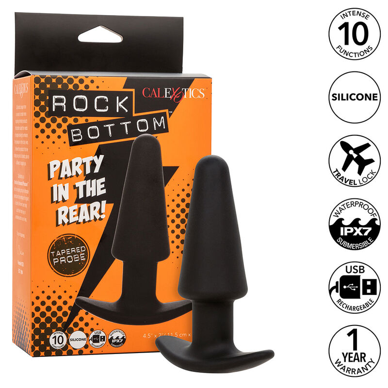 calexotics rock bottom tapered anal plug 10 vibraciones silikon schwarz