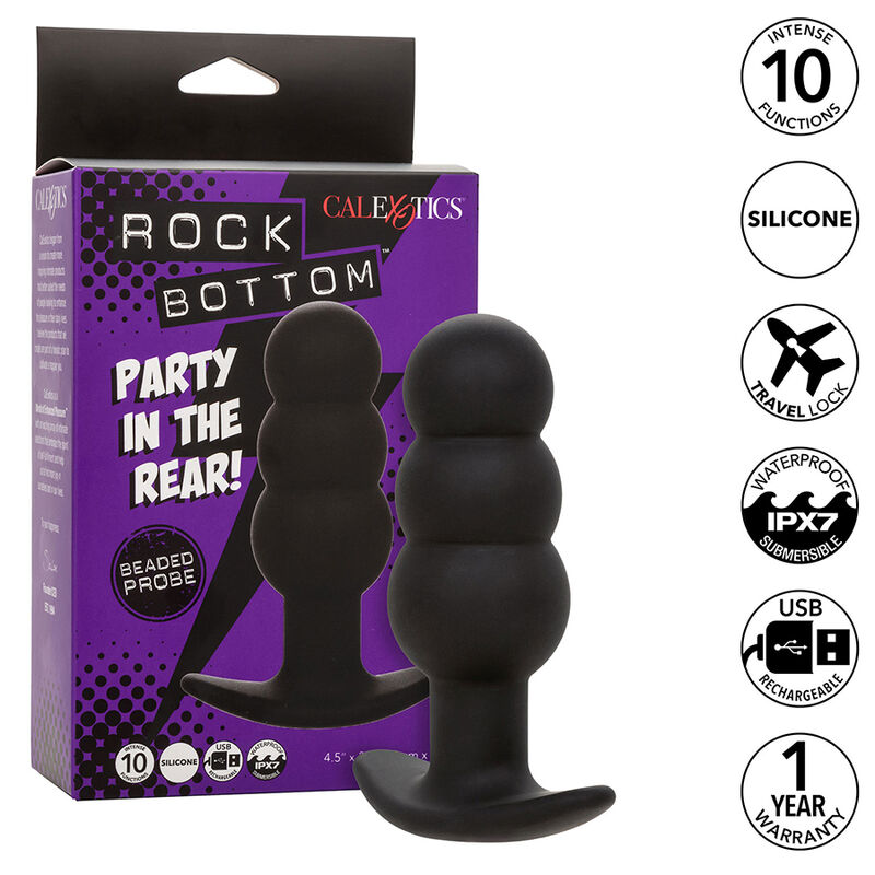 calexotics rock bottom anal plug mit perlen 10 vibrationen silikon schwarz