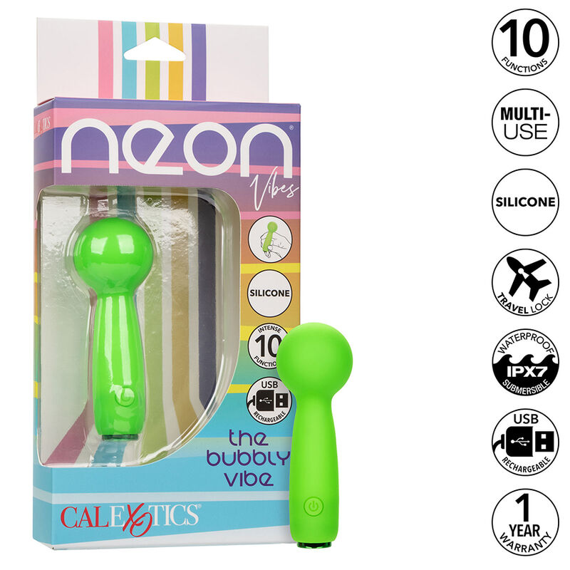 calexotics neon vibes the bubbly vibe mini massager 10 vibrationen grÜn