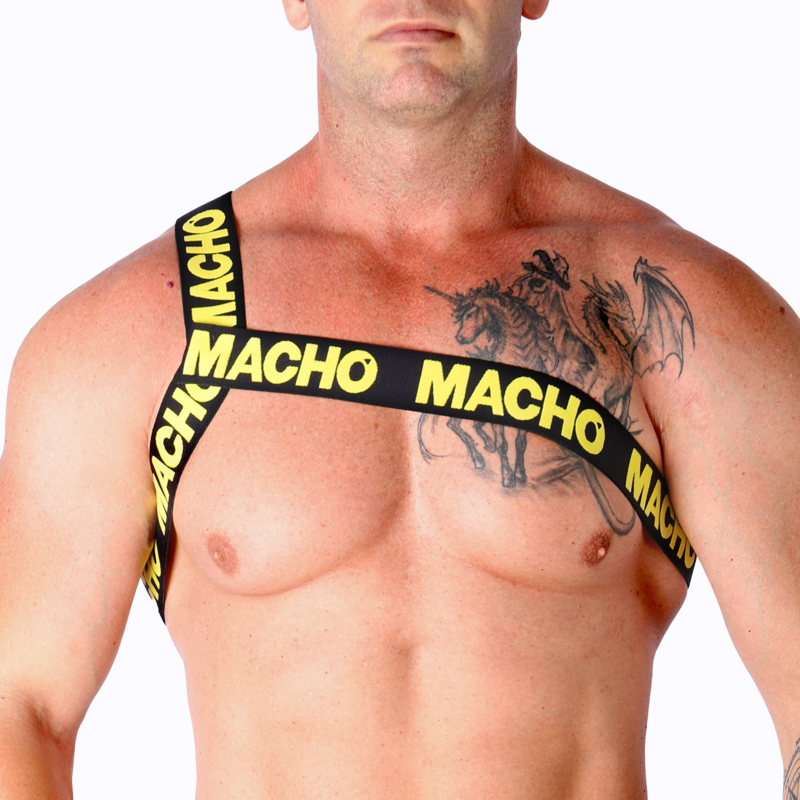 MACHO Roman Herren Harness · Größe: S/M · Farbe: AMARILLO