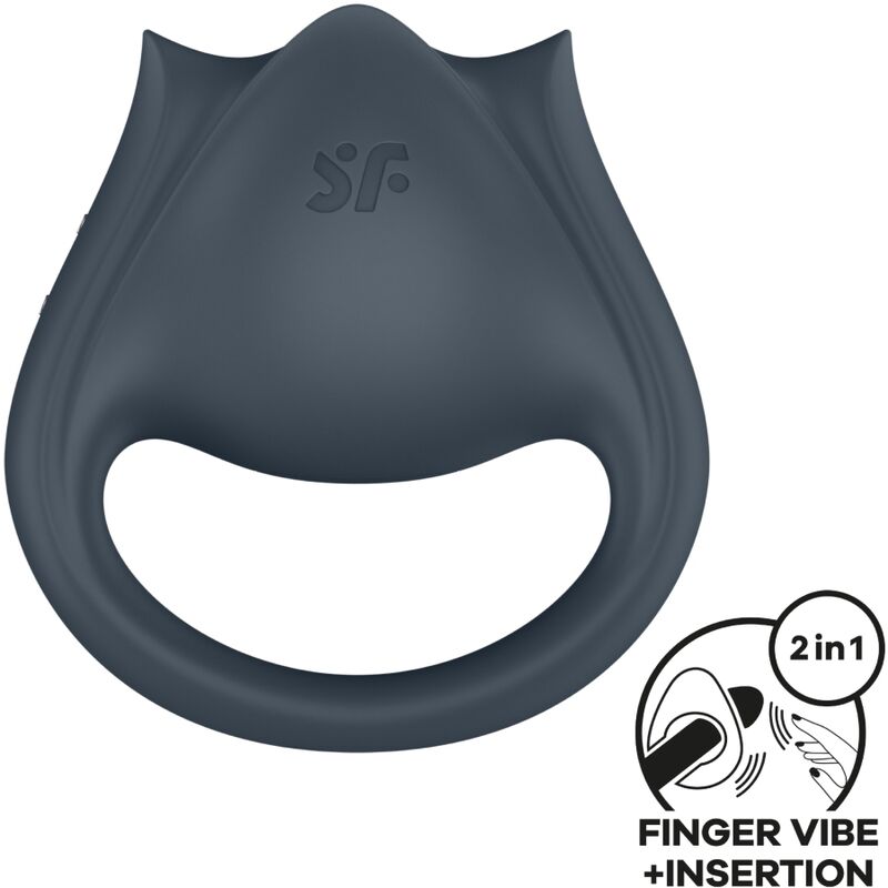 satisfyer perfect pair 2 multivibrator 2 in 1 penisring und fingerstimulator grau
