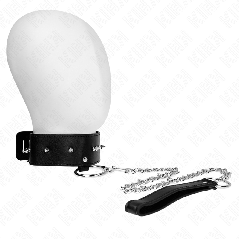 kink halskette 65 cm mit leine mit silbernen nieten modell 2 verstellbar 36 43 cm x 5 cm