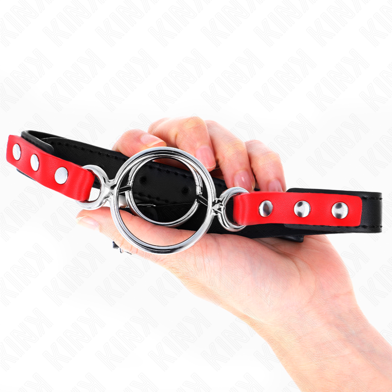 kink knebel mit mehreren o ringen 4 / 4,8 cm rot 38 x 56 cm