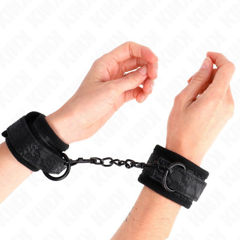 kink dark lace cuffs neoprene handgelenk manschetten verstellbar schwarz 20 29 cm x 5 cm