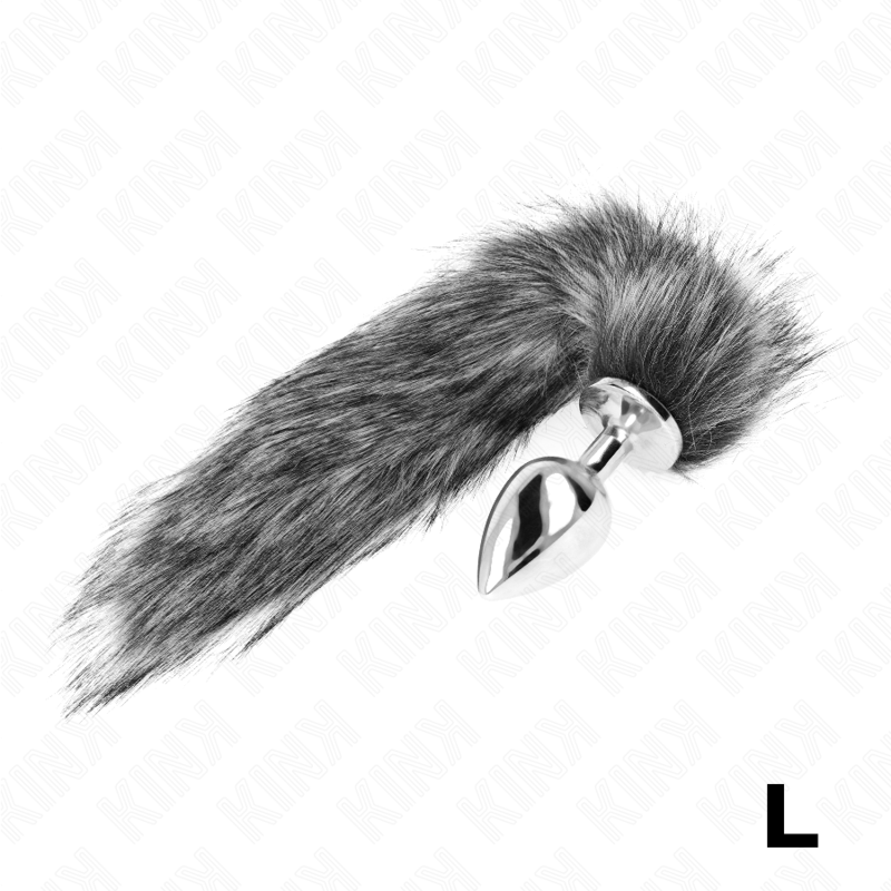 kink anal plug grÖsse l 10 x 4 cm mit kunststoffschwanz 40 cm grau