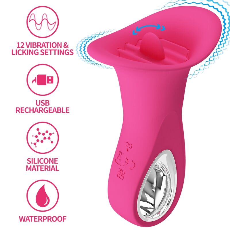 pretty love clyde oralvibrator vibrierende zunge 12 vibrationen rosa