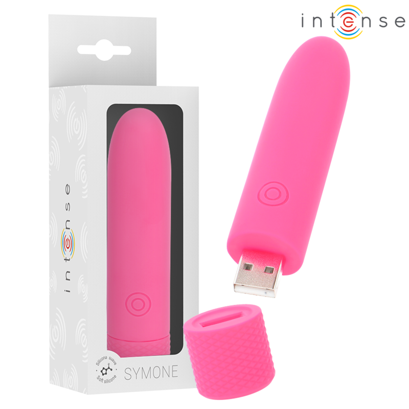 intense symone usb wiederaufladbarer vibrierender bullet 8 vibrationen rosa 10 x 2,2 cm